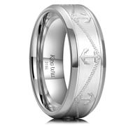 King Will 316L Nautical - Anello da uomo con ancora, corda e amo da pesca | King Will, Argento antico, 8 mm, acciaio inossidabile 316L, finitura anticata, bordo smussato, incisione ad ancora