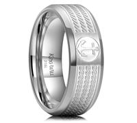King Will 316L Nautical - Anello da uomo con ancora, corda e amo da pesca | King Will, Argento antico, 8 mm, acciaio inossidabile 316L, finitura anticata, bordo smussato, incisione ad ancora