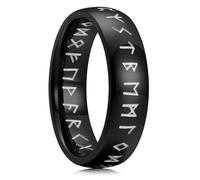 King Will Anelli da uomo in acciaio inox da 6 mm, anelli nuziali a cupola laser con rune vichinghe, fede nuziale per uomo e donna, vestibilità comoda, Acciaio inossidabile 316L, Non pietra preziosa