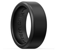 King Will Anelli in silicone da uomo, larghezza 8 mm, fascia di fidanzamento in gomma traspirante, design interno Heatbeat, anello comodo, nero, P 1/2(56.97mm), Silicone, Nessuna pietra preziosa