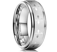 King Will Anello con croce di preghiera da 8 mm, in acciaio inox, color oro e argento, con incisione della Bibbia, comodo da indossare, Z+3(72.3mm), Tungsteno Carburo di tungsteno, Nessuna pietra