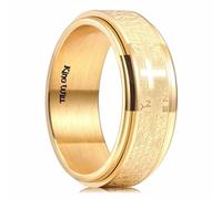 King Will Anello con croce di preghiera da 8 mm, in acciaio inox, color oro e argento, con incisione della Bibbia, comodo da indossare, S 1/2(60.8mm), Acciaio inossidabile, Nessuna pietra preziosa