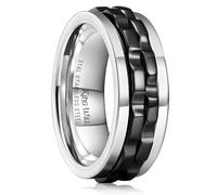King Will Anello da uomo con design nero in acciaio inox con 2 ingranaggi, anello fidget per la gestione dello stress, taglia da sposa cool, 69.7 (22.2), Acciaio inossidabile, Nessuna pietra preziosa
