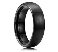 King Will Anello da uomo in carburo di tungsteno da 6 mm/7 mm/8 mm, colori argento e nero, con bordo bisellato, anello di fidanzamento/matrimonio, vestibilità comoda, bordo smussato/abovedato, U 1/2