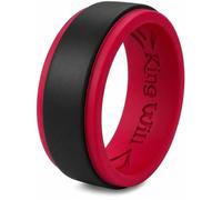 King Will Anello da uomo in silicone da 8 mm, design a doppio colore, nero/grigio/rosso/viola, fede nuziale in gomma comoda da indossare, taglia 11/2 (7), P 1/2(56.97mm), Silicone