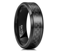 King Will Anello di fidanzamento da uomo in titanio da 7 mm, con intarsio in fibra di carbonio, anello di fidanzamento nero per lui, vestibilità comoda, misura 9