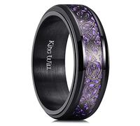 King Will Anello fidget nero con drago celtico anello in acciaio inossidabile anello blu/rosso intarsio in fibra di carbonio 8 mm anello di ansia per uomini e donne, W 1/2(65.91mm), Acciaio