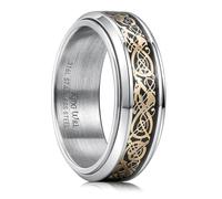King Will Anello fidget nero con drago celtico, anello in acciaio inox blu/rosso/viola, intarsio in fibra di carbonio, 8 mm, anello per ansia, per uomini e donne, Z+1(69.74mm), Acciaio inossidabile