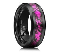 King Will Base 8 mm/10 mm Black Tungsten Carbide Ring Grooved Multi Faceted Men Wedding Band Matte Finish Step Edge/Beveled Edge Comfort Fit