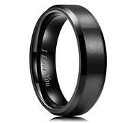 King Will BASIC - Anello in acciaio INOX placcato nero, 8 mm, finitura opaca e bordo smussato lucido, con incisione laser "I Love You", S 1/2(60.8mm), Acciaio inossidabile, Nessuna pietra preziosa