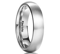 King Will BASIC - Anello in titanio argento da 5 mm/6 mm/7 mm, anello nuziale per uomo e donna, coppia, finitura spazzolata/opaca, bordo bombato/a gradino, vestibilità comoda, T 1/2(62.08mm), Metallo