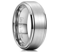 King Will Basic Men's Tungsten Carbide Ring 6mm/7mm/8mm Polished Beveled Edge Matte Brushed Finish Center Wedding Band