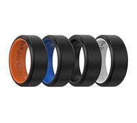 King Will Confezione da 4 anelli in silicone da uomo, design unico con battito cardiaco interno, larghezza 8 mm, spessore 2,2 mm, in gomma traspirante, vestibilità comoda, multicolore, Z+1(69.74mm),