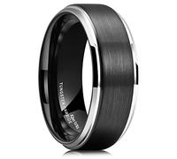 King Will Fede nuziale da uomo, 6 mm, 7 mm, 8 mm, 10 mm, argento/oro/nero/oro rosa/blu placcato in due tonalità, in carburo di tungsteno, fede nuziale unisex, Z+1(69.74mm), Tungsteno Carburo di