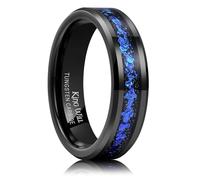 King Will Fede nuziale da uomo in carburo di tungsteno, 6 mm, 8 mm, nero/argento, con intarsi a frammenti, bordo smussato, Carburo di tungsteno, Nessuna pietra preziosa