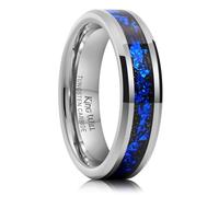 King Will Fede nuziale da uomo in carburo di tungsteno, 6 mm, 8 mm, nero/argento, con intarsi a frammenti, bordo smussato, Carburo di tungsteno, Nessuna pietra preziosa