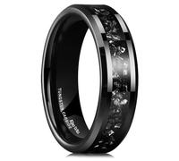 King Will Fede nuziale da uomo in carburo di tungsteno, 6 mm, 8 mm, nero/argento, con intarsi di frammenti blu, rosso, oro, viola, bordo smussato, W 1/2(65.91mm), Tungsteno Carburo di tungsteno, Non