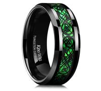 King Will Fede nuziale da uomo in carburo di tungsteno, con drago, 8 mm/6 mm, rosso, blu, verde, arancione, viola, argento, nero, azzurro, Mazarine, con drago celtico, vestibilità comoda, Q
