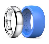 King Will Fedi in silicone bombate per uomini - Fedi nuziali comode e traspiranti in bianco, argento, grigio e nero - 8,5 mm di larghezza, fedi in gomma per uomini - Perfette per uno stile di vita