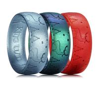 King Will Fedi nuziali in silicone da uomo, larghezza 6,6 mm, spessore 1,8 mm, colore muti, design traspirante, vestibilità comoda, taglia 7-13, Silicone, Nessuna pietra preziosa