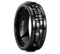 King Will Mens Boys Black Gear Spinner Anelli In Acciaio Inox Fidgets Due Black Gear Fidget Ring Ansia Anello Per Uomo Donna Giocattolo Senza Stress Cool Wedding Band 11, V 12(64.64mm), Acciaio