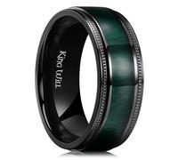 King Will NATURE - Anello da uomo in titanio nero/argento con intarsi in legno/foro interno in legno, fede nuziale da uomo, Z+1(69.74mm), Titanio, Nessuna pietra preziosa