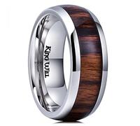 King Will Nature - Anello in titanio con intarsio in legno di koa, 7 mm, comodo da indossare, per uomo e donna, U 1/2(63.36mm), Titanio, Nessuna pietra preziosa