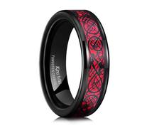 King will tungsteno anello 8 mm Wide Flat Top due tono scanalato martello wedding Band 7 - 14 e tungsteno, 25, cod. OY-R220-11