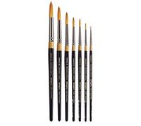 KINGART B-029 Premium 7 pc. Original Gold 9040 Series Round Stroke Brush Set, Synthetic Golden Taklon for Acrylic, Oil, Watercolor Paint, Short Handle, 7 Brushes Sizes: 0, 2, 4, 6, 8, 10, 12