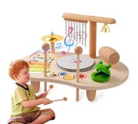 Kingbar Batteria per Bambini in Legno, Giocattolo Musicale per Bambini 8 in 1, Batteria Giocattolo Didattica Montessori con Xilofono, Batteria per Bambini, C