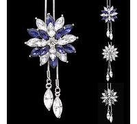 KingbeefLIU Catena da Donna con Doppio Strass Intarsiato con Nappe di Loto, Collana A Catena Lunga, Gioielli, Accessori, Abbigliamento, Decorazione, Collana, Catena Bianca