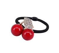 KingbeefLIU Corda Elastica per Capelli con Strass Lucidi Foglia di Ciliegio Elastico per Ragazza Rosso