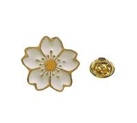 KingbeefLIU Donne Dolci Fiore di Ciliegio Fiore Smalto Spilla Pin Vestito Collare Distintivo Gioielli Elegante Spilla Regalo Gioielli Vintage Bianca