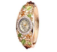 KingbeefLIU Guarda Le Donne con Strass Fiore Braccialetto Braccialetto Quadrante Ovale Analogico da Polso al Quarzo Viola