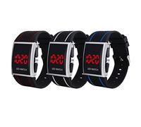 KingbeefLIU Guarda Orologio Da Polso Sportivo Digitale A LED Regolabile Con Quadrante Rettangolare Nero rosso