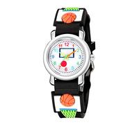 KingbeefLIU Orologio da polso multicolore con motivo di pallacanestro carino ragazzi sport ragazze regalo regolabile nero