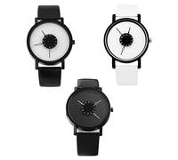 KingbeefLIU Orologio Da Uomo Moda Numero Arabo Quadrante Rotondo Cinturino Regolabile Orologio Al Quarzo Analogico Regalo Nero