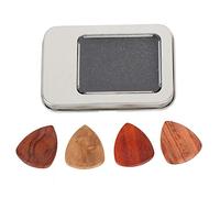 KingbeefLIU Plettro per Chitarra 4 Pezzi Plettri per Basso in Legno Plettro con Custodia Set di Accessori per Ukulele Argento