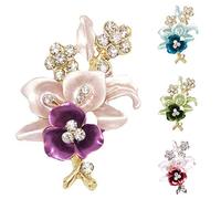 KingbeefLIU Spilla Elegante Donna Strass Fiore Smalto Spilla Cardigan Sciarpa Gioielli Corpetto Elegante Spilla Regalo Gioielli Vintage Viola