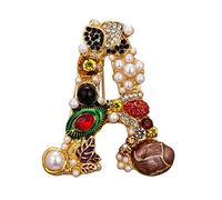 KingbeefLIU Strass Donna Finta Perla Lettera A D G S M Spilla Regalo Cardigan Gioielli Regalo Elegante Spilla Gioielli Vintage UNNone