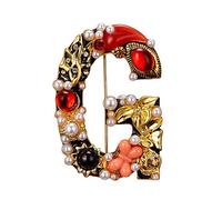 KingbeefLIU Strass Donna Finta Perla Lettera A D G S M Spilla Regalo Cardigan Gioielli Regalo Elegante Spilla Gioielli Vintage solNone