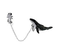 KingbeefLIU Unisex Astronauta Smalto Balena Distintivo Spilla Spilla Pin Abbigliamento Collare Gioielli Elegante Spilla Vintage Gioielli Regalo Nero