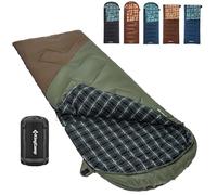 KingCamp Bag for Adults, Cold Weather & Warm XL Big And Tall Flannel Sleeping Bags, per Campeggio, Escursioni Unisex, Beangreen/Brown 2,2 kg Zip Sinistra, 90.6 x 35.4
