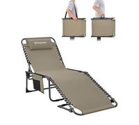 KingCamp Lettino Prendisole Pieghevole Regolabile in 5 Posizioni, Lettino da Giardino Portatile, Sdraio da Spiaggia, Lettino da Mare, Lettino per Piscina Giardino Vacanze Spiaggia Campeggio