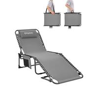 KingCamp Lettino Prendisole Pieghevole Regolabile in 5 Posizioni, Sdraio da Spiaggia Portatile per Giardino, Mare, Piscina, Vacanze e Campeggio