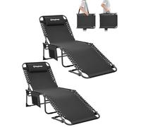 KingCamp Lettino Prendisole Pieghevole Regolabile in 5 Posizioni, Sdraio Portatile da Spiaggia per Piscina, Giardino, Vacanze, Campeggio