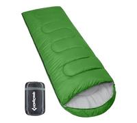 KingCamp Oasis 250 - Sacco a pelo leggero a 3 stagioni, con cappuccio, per campeggio/escursioni/trekking, può essere collegato a sinistra e a destra, Oasis 250, Grun L