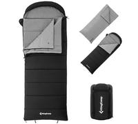KingCamp Sacco a pelo con cappuccio busta 3 in 1, doppia coperta staccabile e flessibile, sacco a pelo per escursioni in campeggio su tutte le stagioni