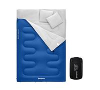 KingCamp Sacco a Pelo Matrimoniale 220x150cm -3℃-12℃ con 2 Cuscini Separabile in 2 Sacco a pelo 3 Stagioni Portatile Campeggio Leggero Comodo con Custodia