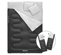 KingCamp Sacco a Pelo Matrimoniale 220x150cm -3℃-12℃ con 2 Cuscini Separabile in 2 Sacco a pelo 3 Stagioni Portatile Campeggio Leggero Comodo con Custodia